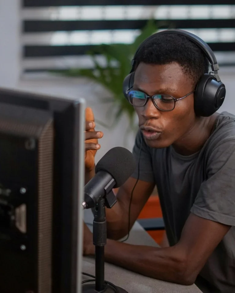 Person wearing headphones